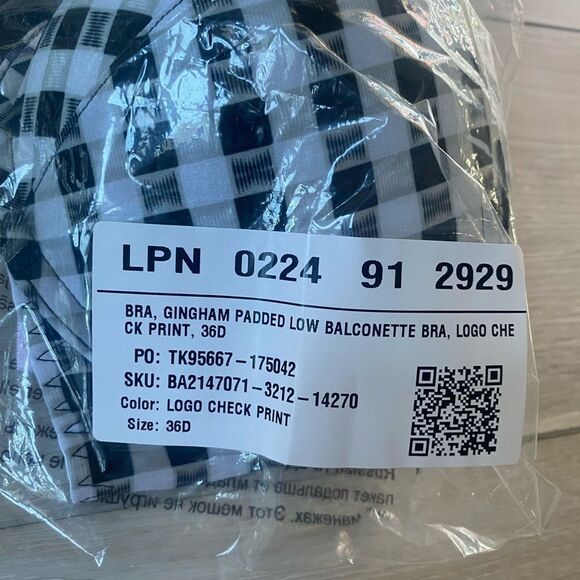 Savage Fenty Gingham Remix LowCut Balconette Padded Bra Logo Check Print 36D nwt - Picture 7 of 8